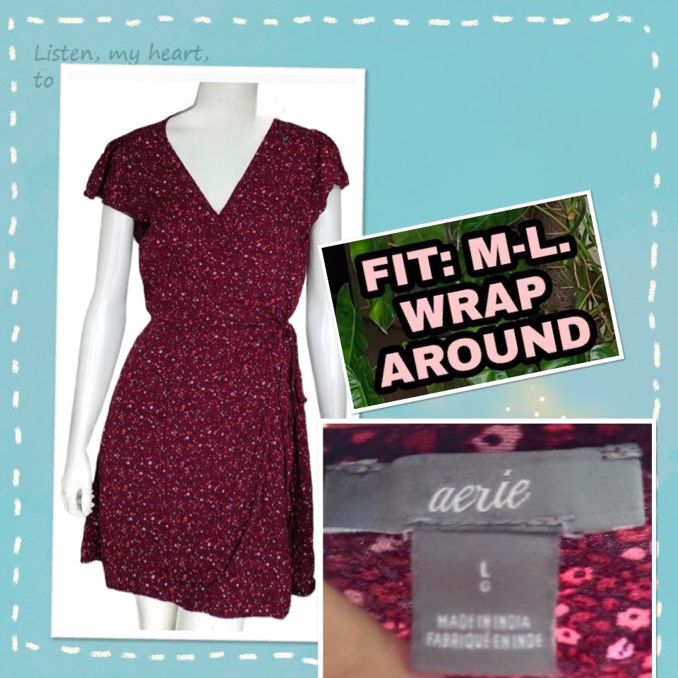 Aerie Red breezy floral Wrap dress like new sales today only grav