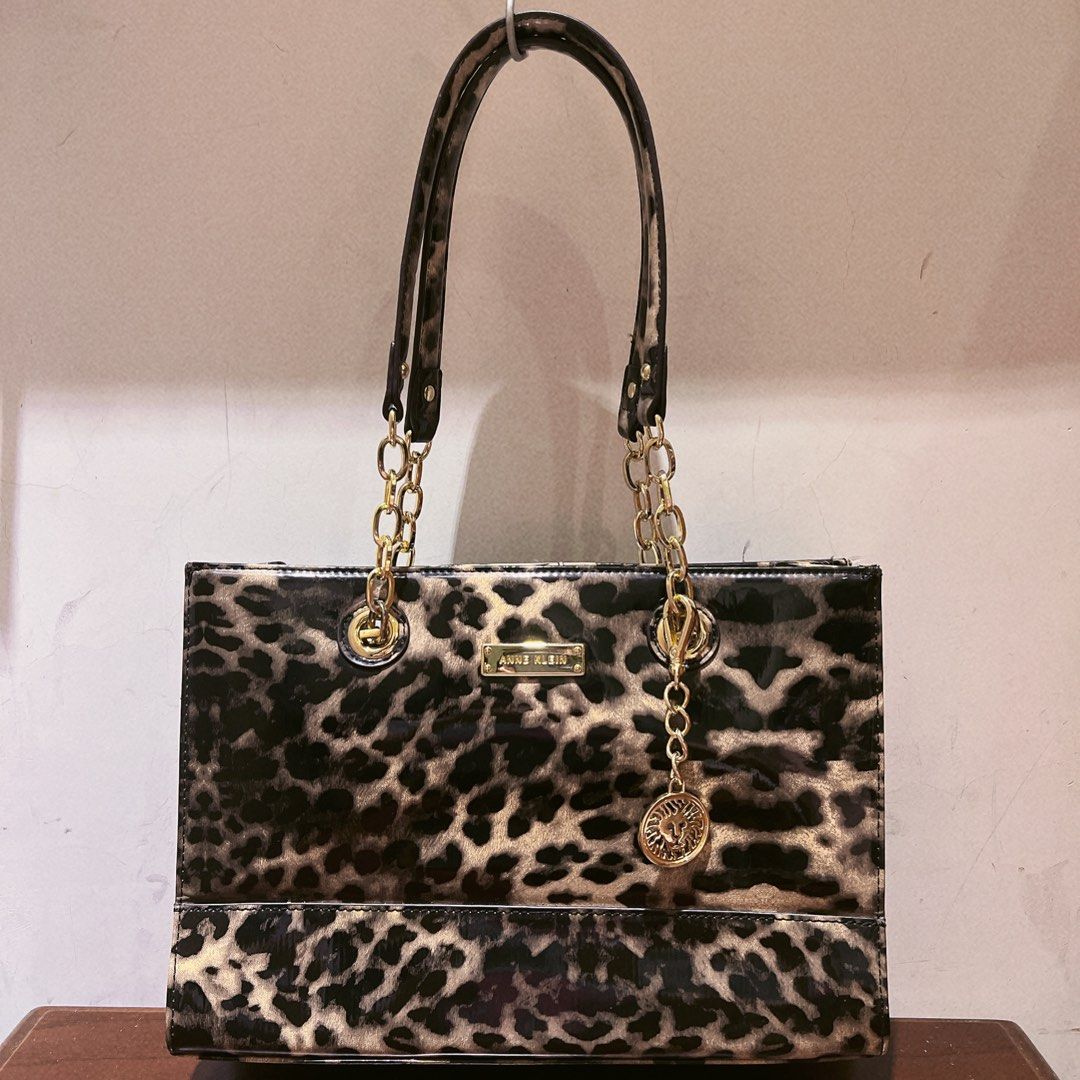 Anne Klein 光面豹紋動物印花手袋, 她的時尚, 包包與錢包, 托特包在旋轉拍賣