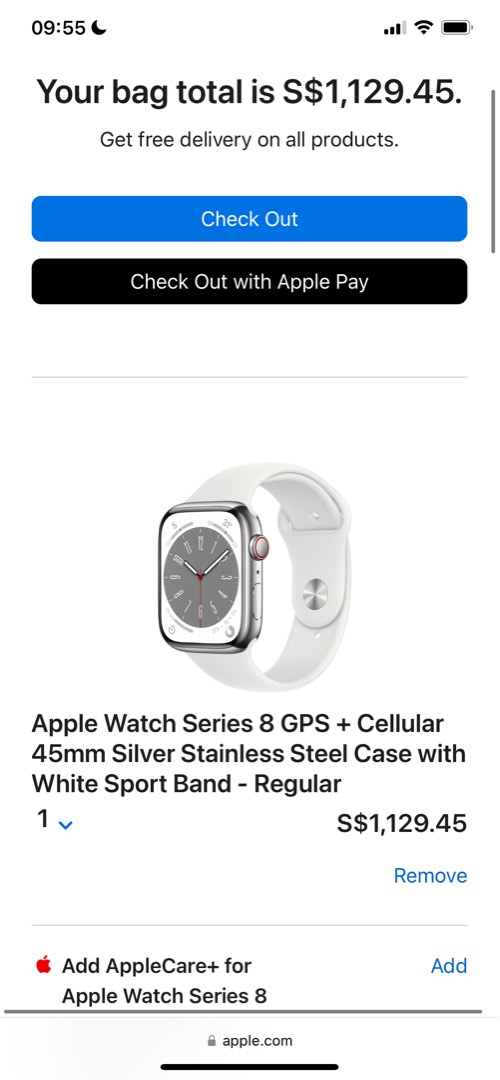 Apple Watch Series 8 GPS Cellular 45mm Silver Stainless Steel