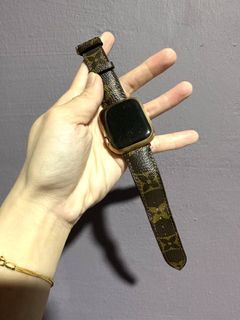 lv apple watch band leather