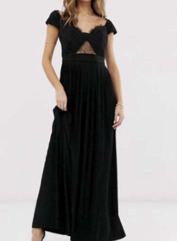 asos design premium lace and pleat bardot maxi dress Asos design premium lace and pleat bardot maxi dress (BLACK), Women's Fashion, Dresses & Sets, Dresses on Carousell