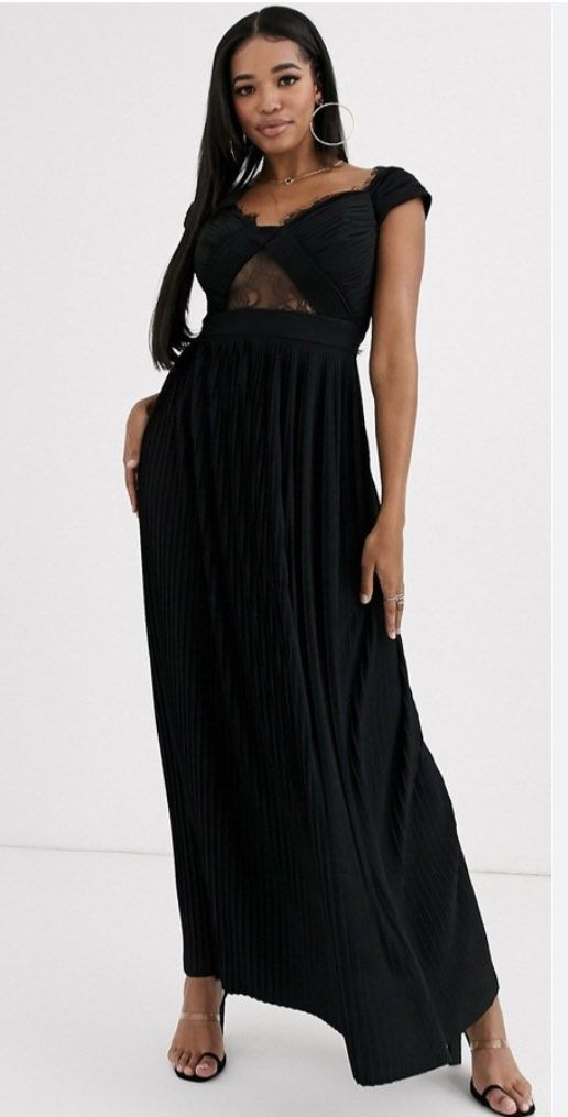 chinese dress ladies Asos Design Curve Lace Bardot Cut Out Maxi Dress With Frill Hem In Lilac