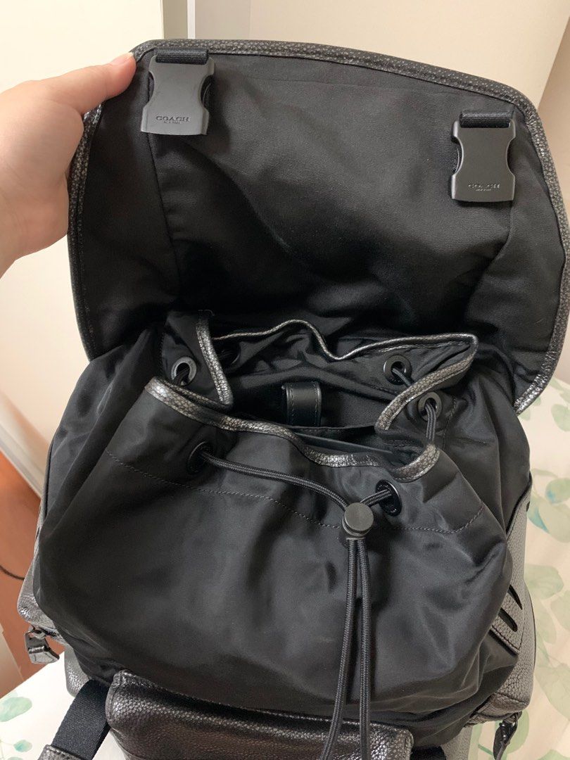 Authentic Coach League Flap Laptop Backpack Men Black Graphite Metallic Bag