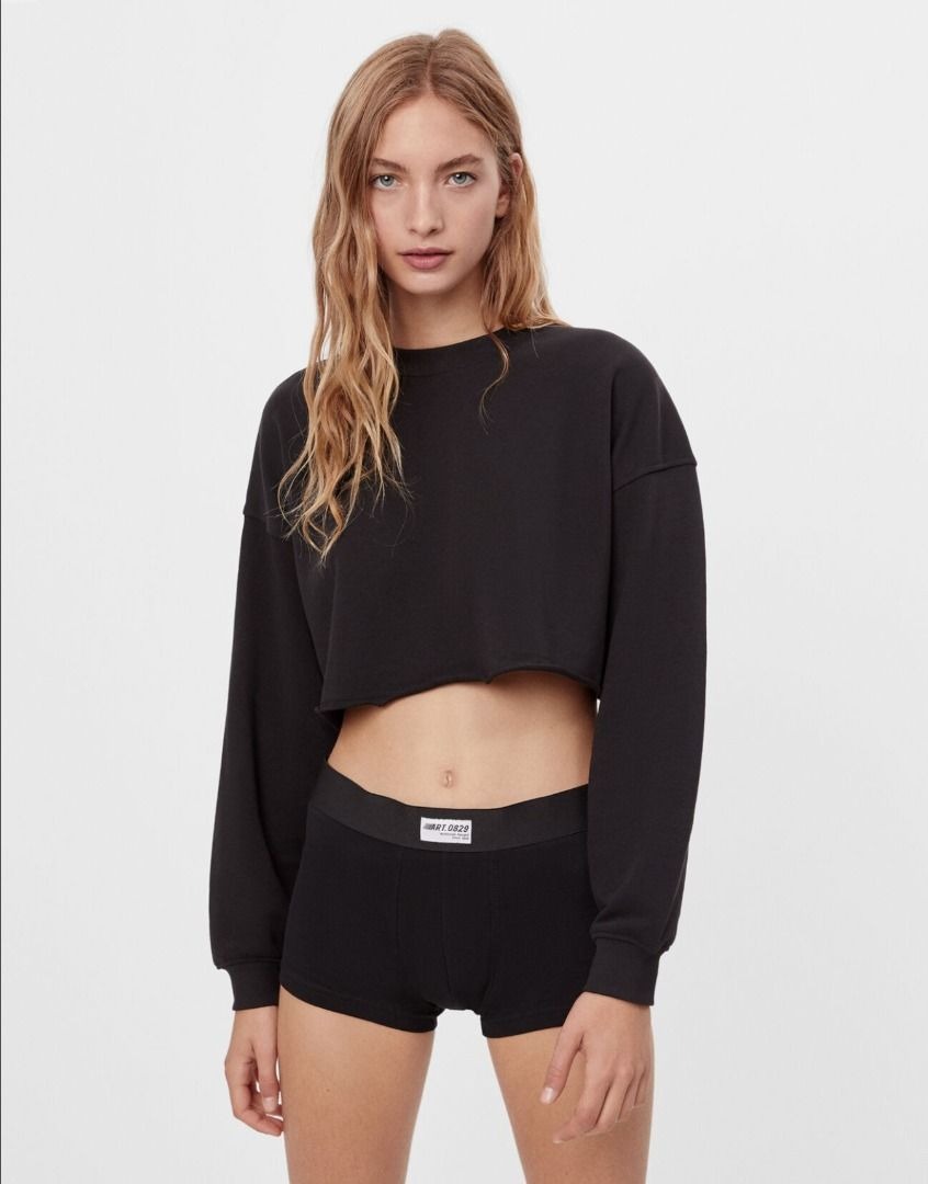 Bershka crop sweatshirt sales