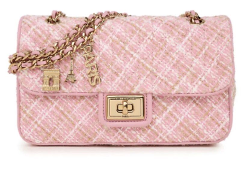 Chanel Pink Quilted Tweed Medium Double Flap Bag with Silver, Lot #56254