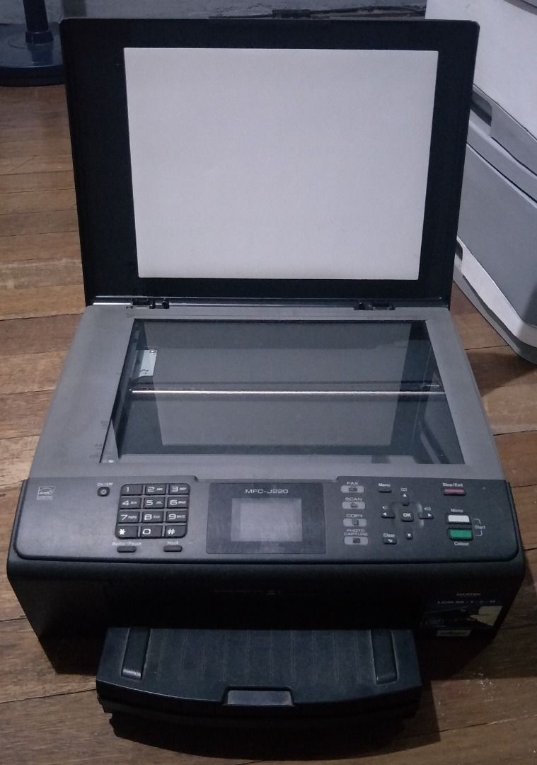 Brother MCF-J220 Inkjet Printer (Defective) (Category: Printers, Scanners & Copiers) located in Muntinlupa City. Submitted by shin_chan16 (Listing ID 1233066954, Image 2). Description: ● Printer, Fax & Scanner(Copier) (All in one) ● Colour Resolution : Prints up to 600 × 1200 dpi ● Memory capacity: 32MB ● AC 220 to 240 V 50/60 Hz ● Approx. 6.8kg ● Dimensions (W x D x H). 390 mm x 360 mm x 150 mm Includes refillable cartridges. RFS: Not printing a