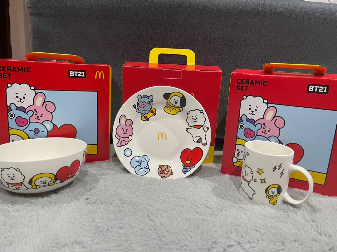 BT21 Ceramic Set (Singapore Mc Do released), Furniture & Home Living