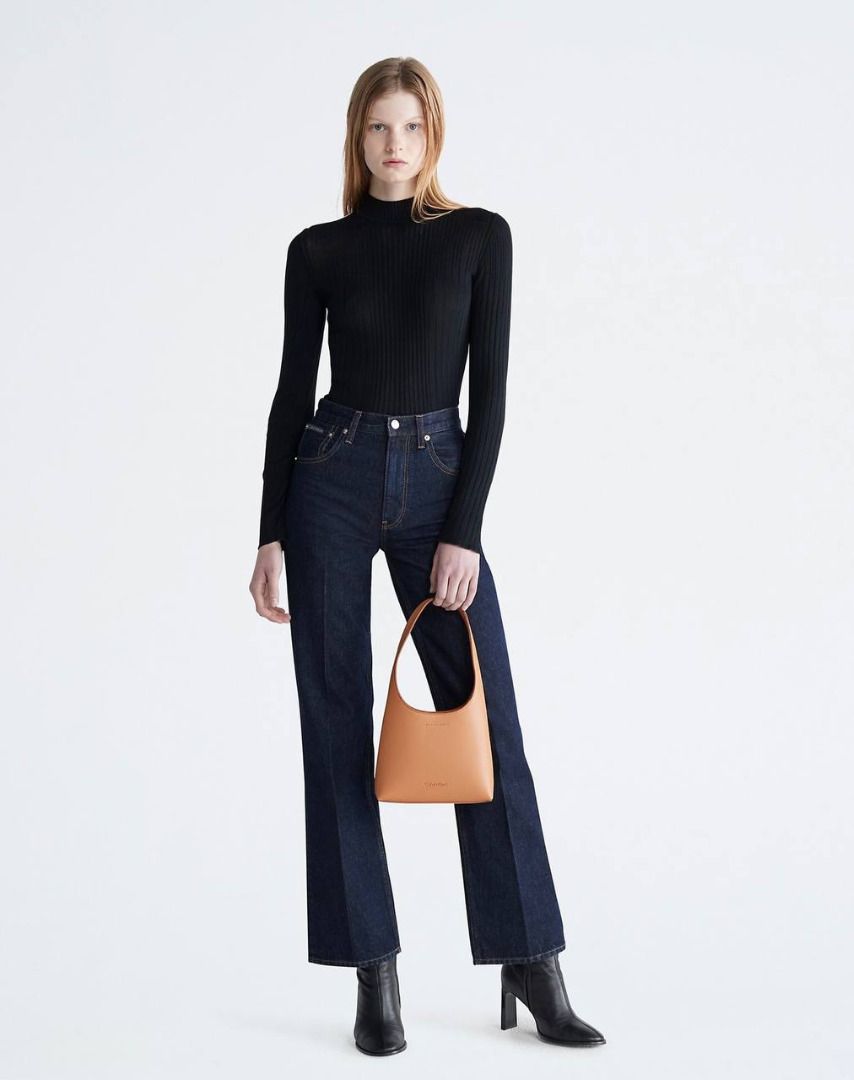 Calvin Klein Women's Elemental Curve Shoulder Bag in Black | Imported