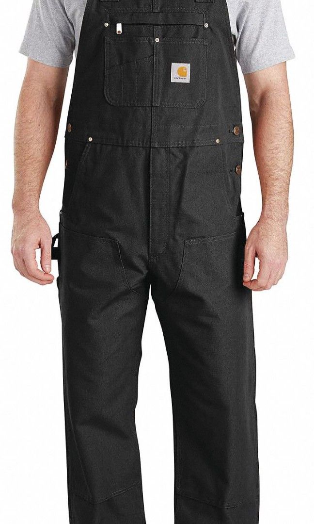 CARHARTT Bib Overalls Men s 40 x 30 Black Cotton Zipper Zipper 9 Pockets Men s Fashion Coats Jackets and Outerwear on Carousell