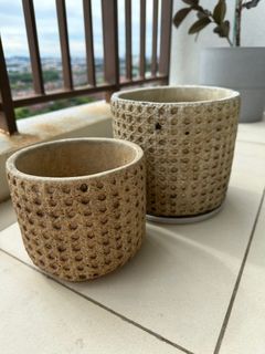Ceramic Cement Plant Pots Rattan Design