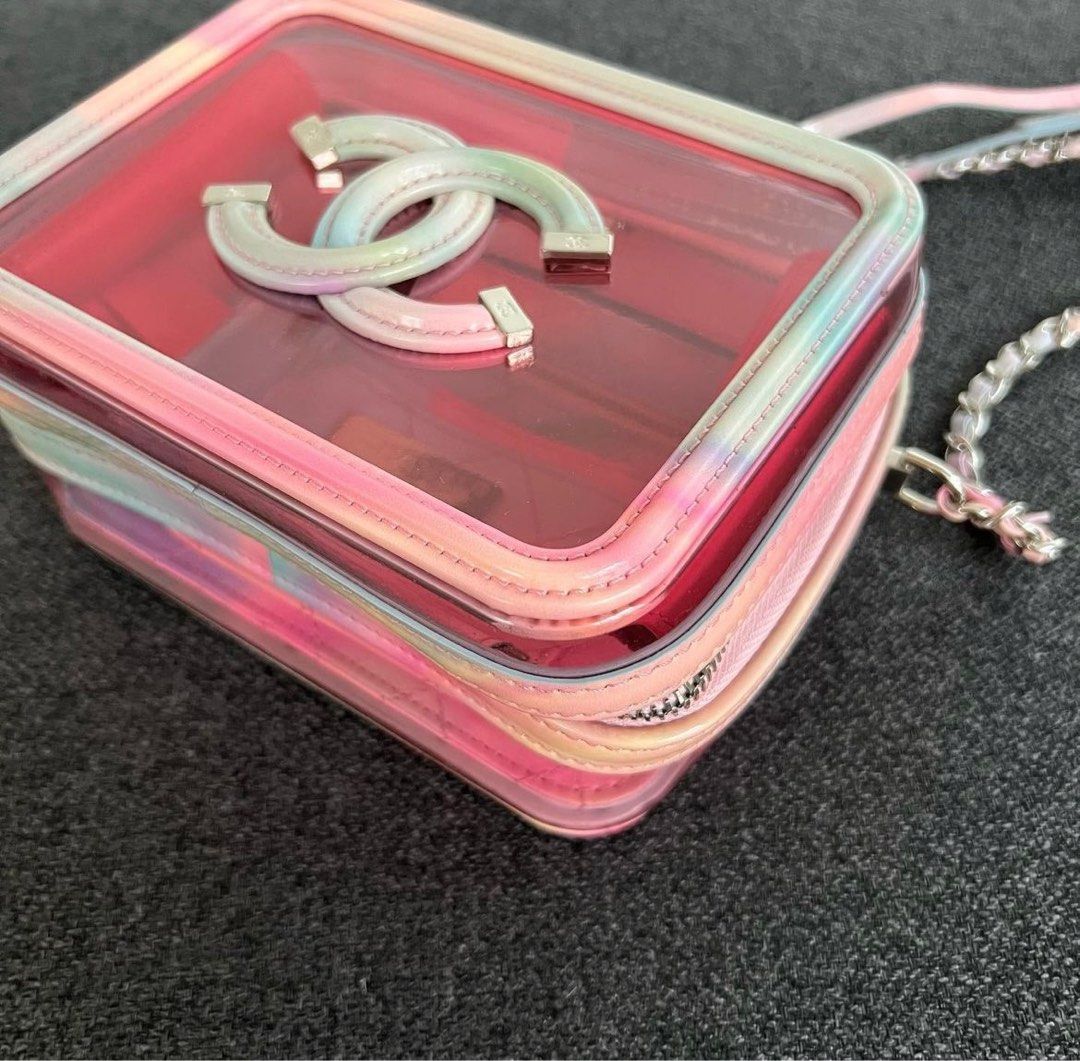 Chanel CC Filigree Vanity Small Patent Pvc Rainbow pink Phw