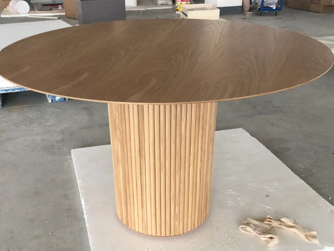 DANIA Solid Wood Round Dining Table, Furniture & Home Living, Furniture