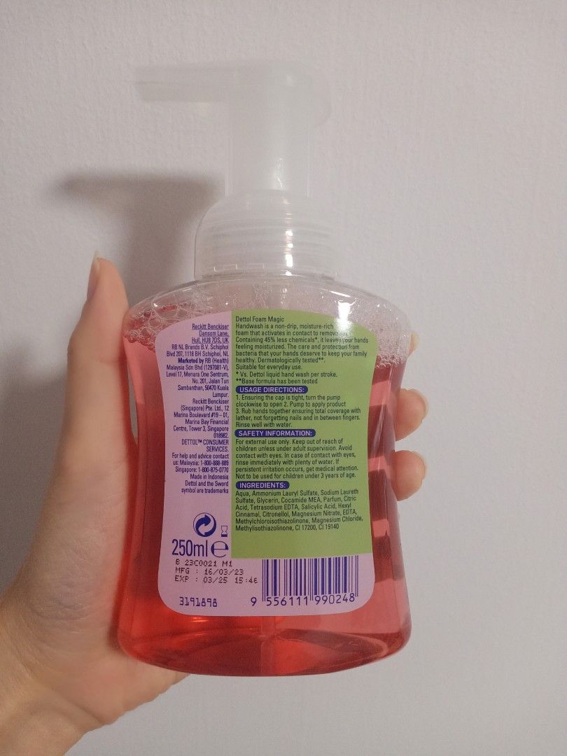 Dettol Foaming Hand Wash Rose Cherry 250ml, Beauty & Personal Care