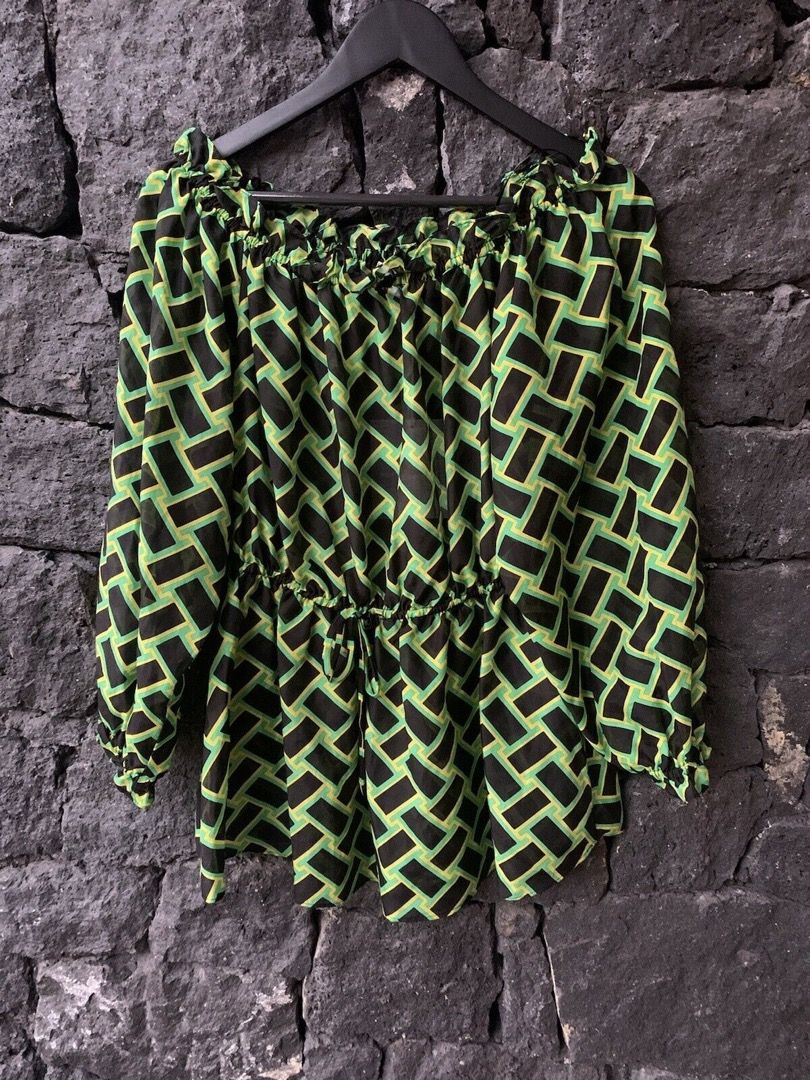DIANE VON FURSTENBERG DVF Camilla Vintage Weave Daffodil Top