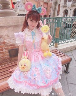 Tokyo China Disneyland JSK Stella Lou Cap Lolita Sweet Harajuku Fashion Dressup Costume