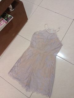 Dress Brukat Lilac Wanita