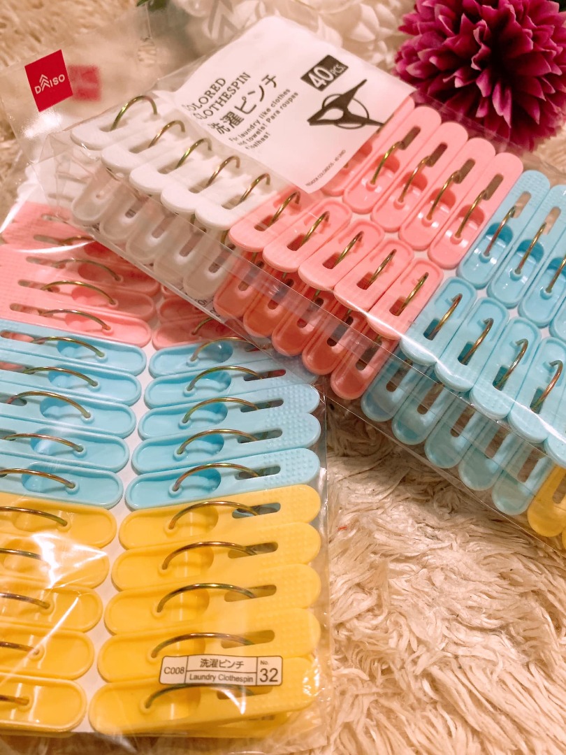 Exclusive JAPAN DAISO Vibrant Colors Clothespins, Laundry Air Dry Pin