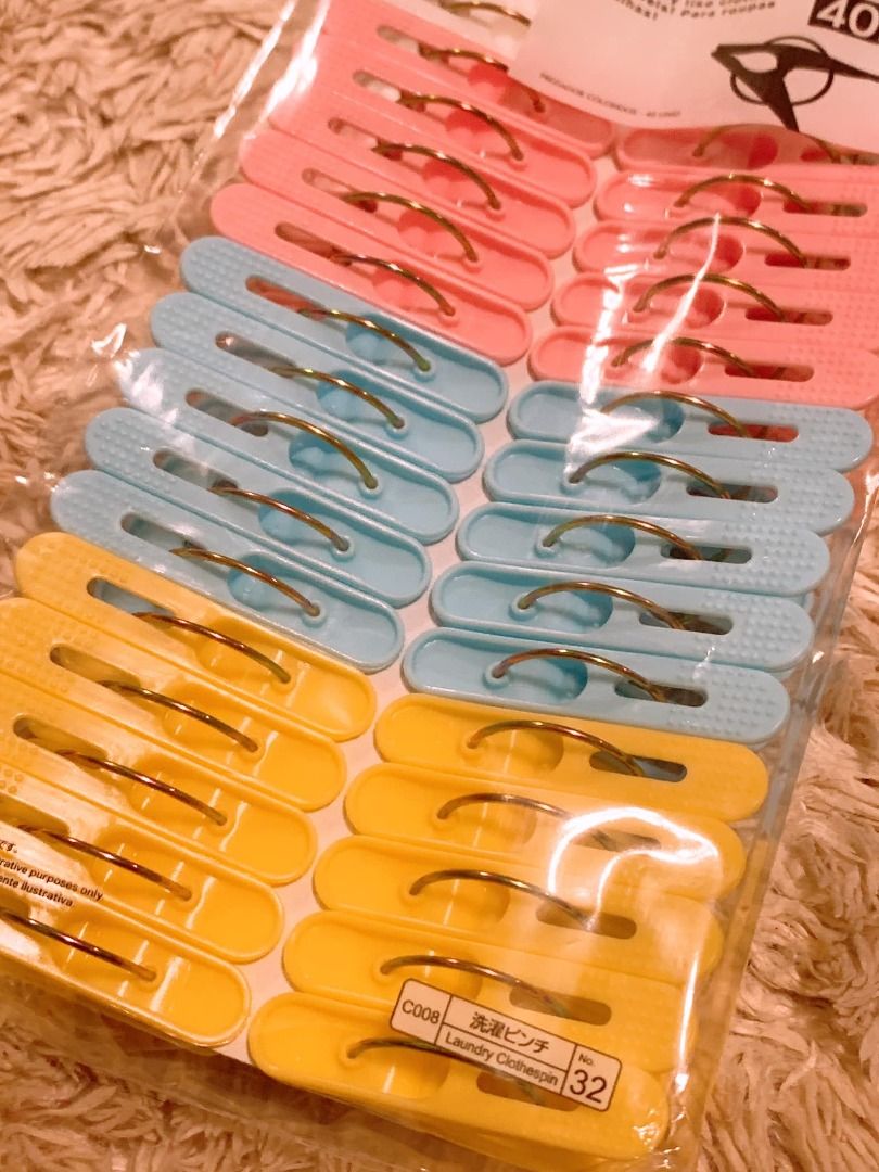 Exclusive JAPAN DAISO Vibrant Colors Clothespins, Laundry Air Dry Pin