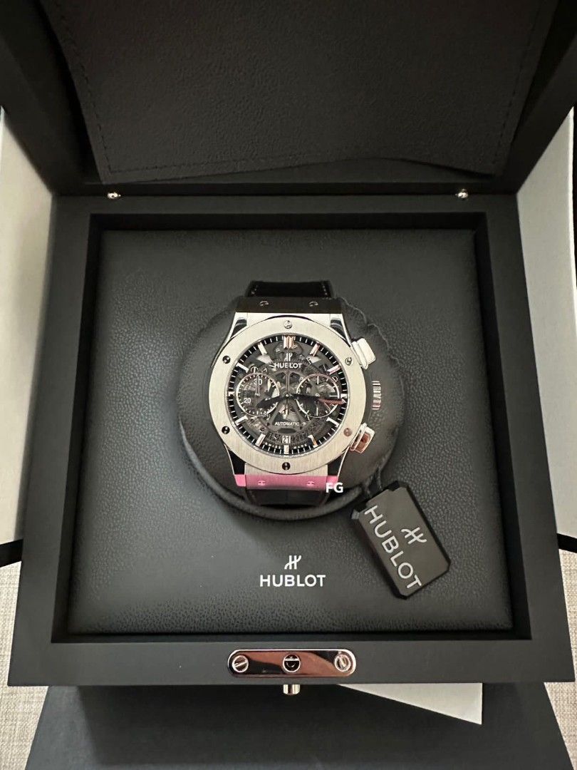 Fast Sale Last 1pcs Jual Rugi New Unworn 2022 Hublot Classic Aerofusion Titanium 45 mm Skeleton Black Croco Rubber Strap Complete set