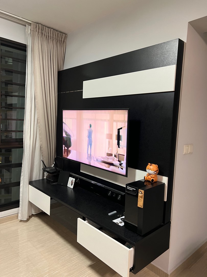 Free! Modern TV console black and white, Furniture & Home Living
