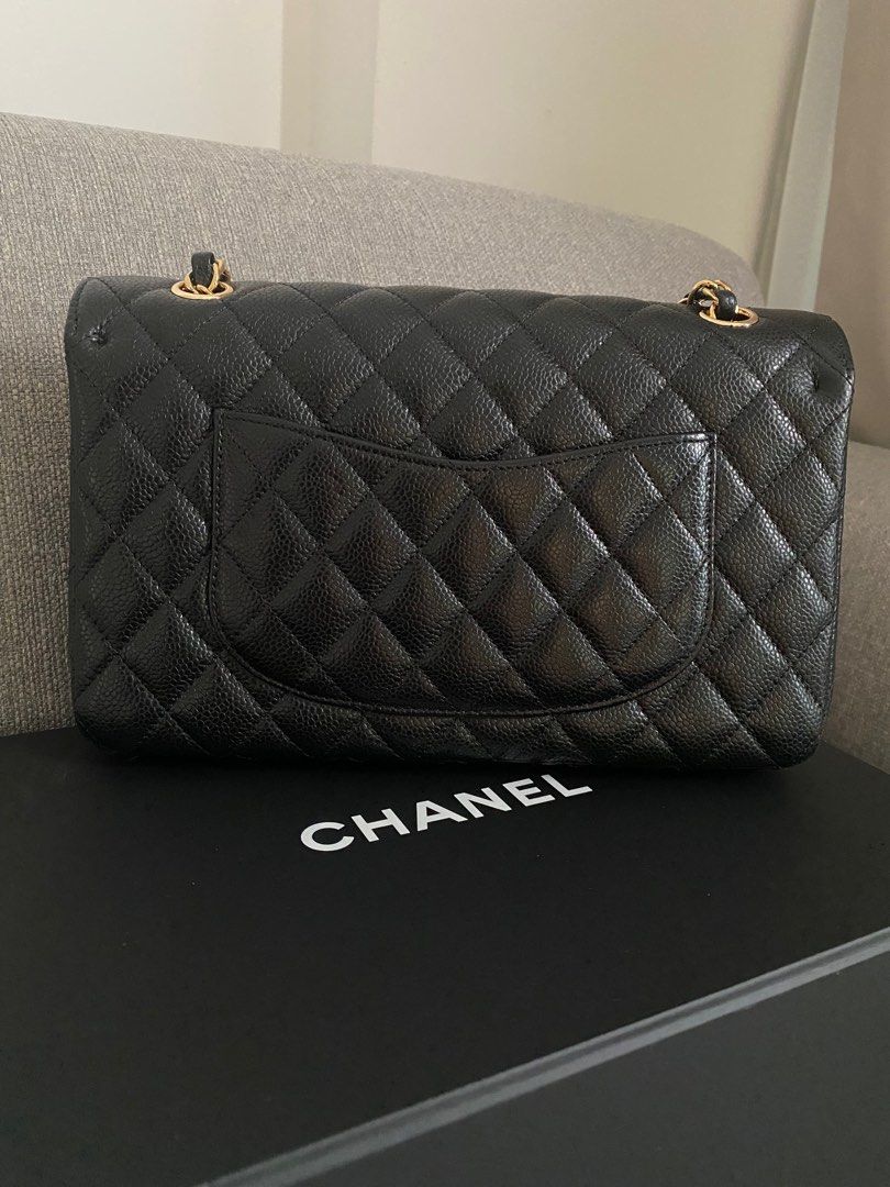FULL SET. Chanel CF Classic Medium Flap Black Caviar GHW, Luxury, Bags & Wallets on Carousell