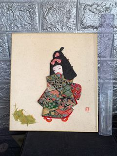 girl in kimono Japanese vintage art