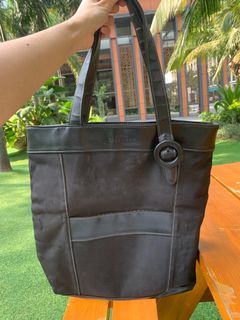 Givenchy Parfum black leather nylon tote bag