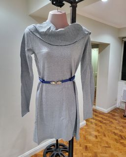 Glittery silver knitted dress