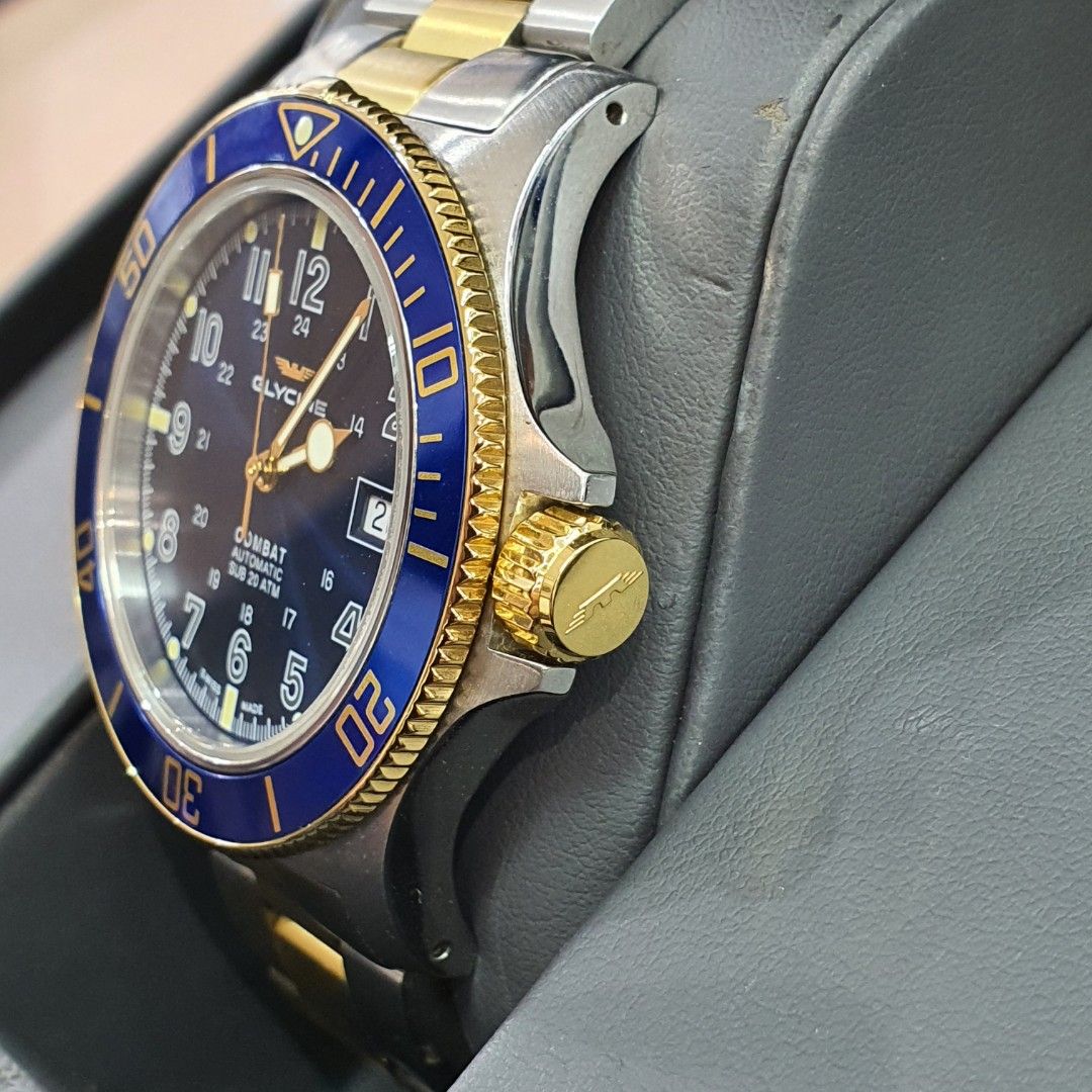 Glycine Combat Sub Blue Dial Two tone Men s Watch GL0081 Men s