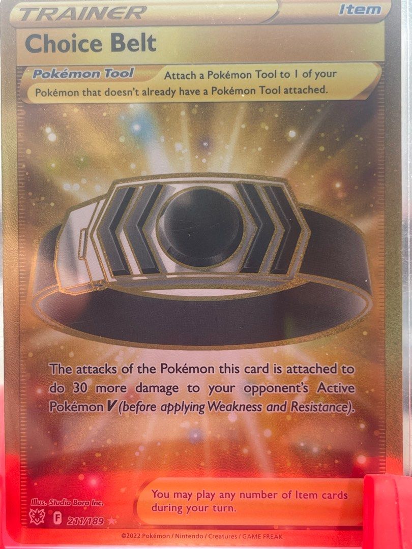 gold choice belt pokemon card Ceinture Choix (Choice Belt) 211/189 Shiny Gold Trainer - Ultraboost X Epée  et Bouclier 10 Astres Radieux
