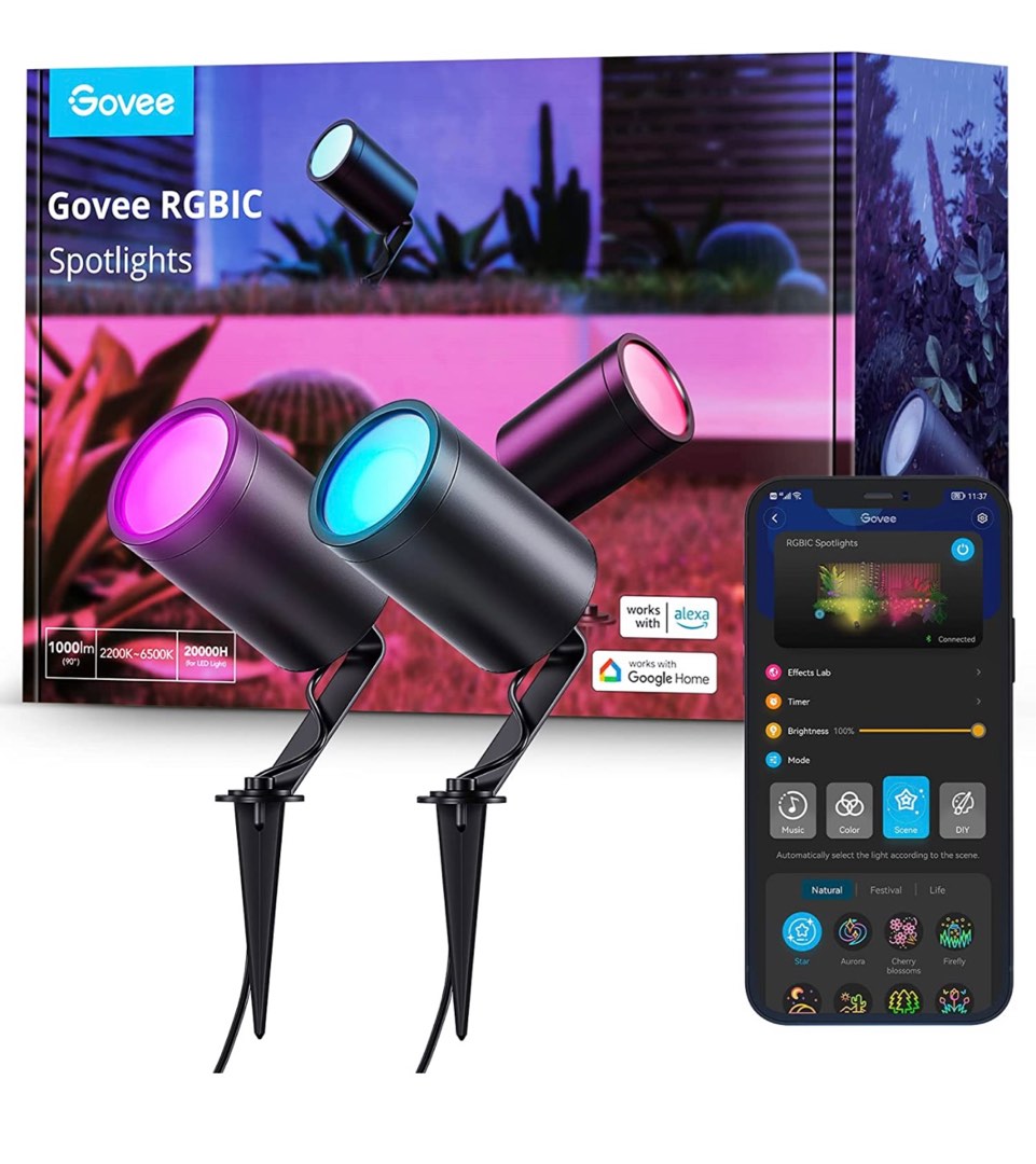 Govee Outdoor LED Spotlight (local plug), IP65 Waterproof Outdoor Wall