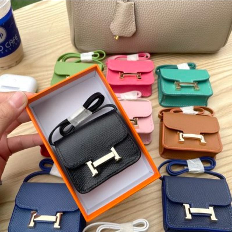 Luxury Leather Coin Purse Key Chain Air Pod Case Bag Charm -  in 2023