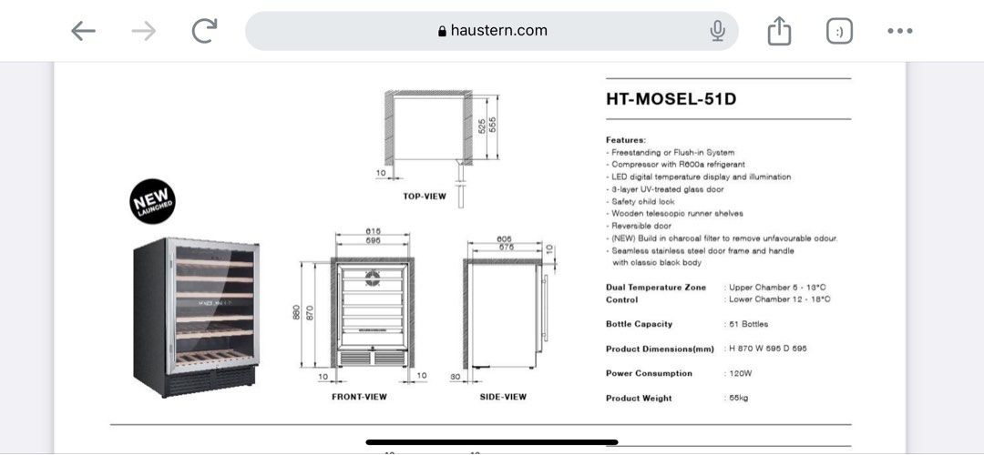 Haustern wine chiller, TV & Home Appliances, Kitchen Appliances, Wine