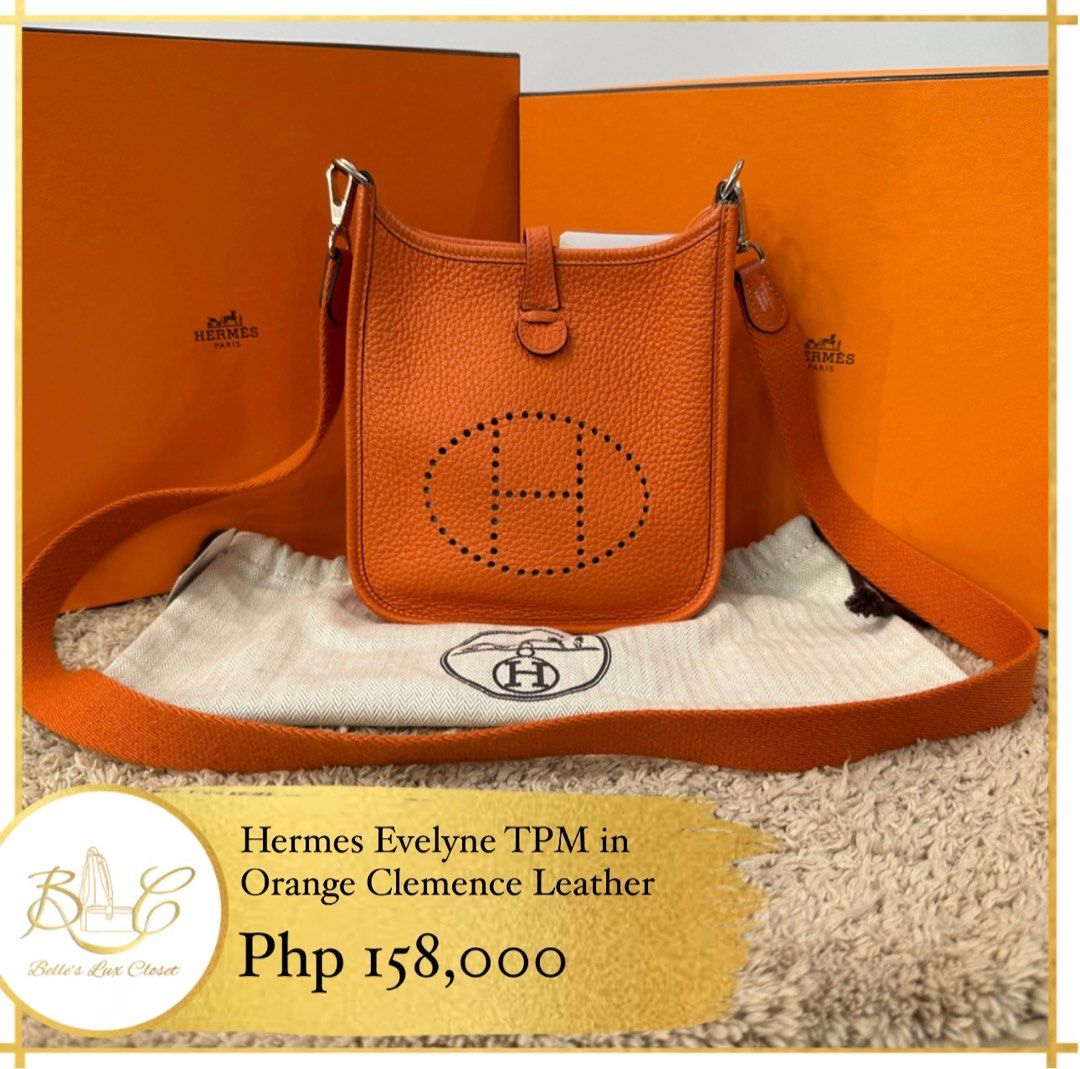 Replica Hermes Evelyne III TPM Bag In Orange Clemence Leather