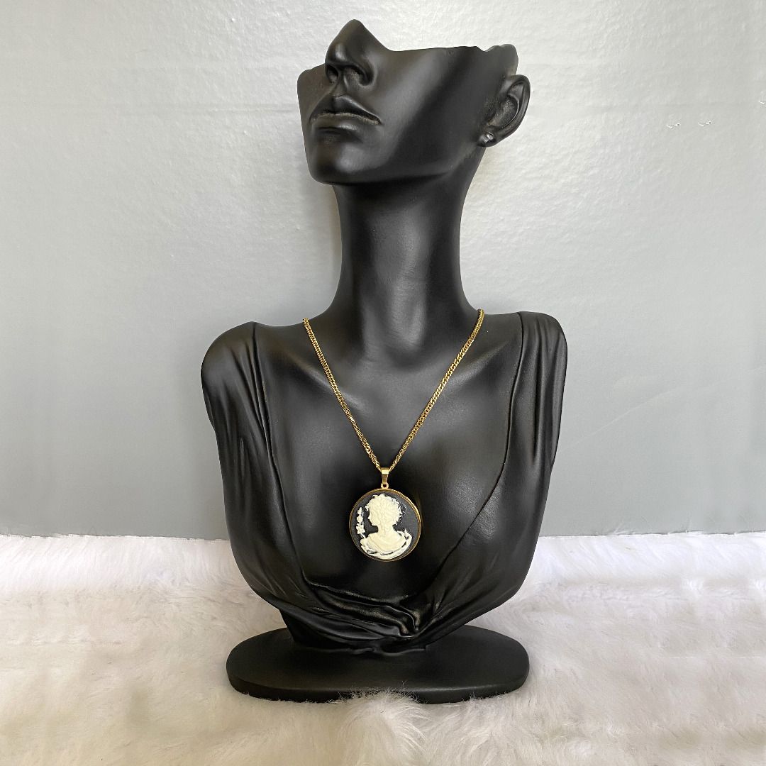Handmade Handcrafted Repurpose Victorian Lady Cameo Pearl Necklace...
