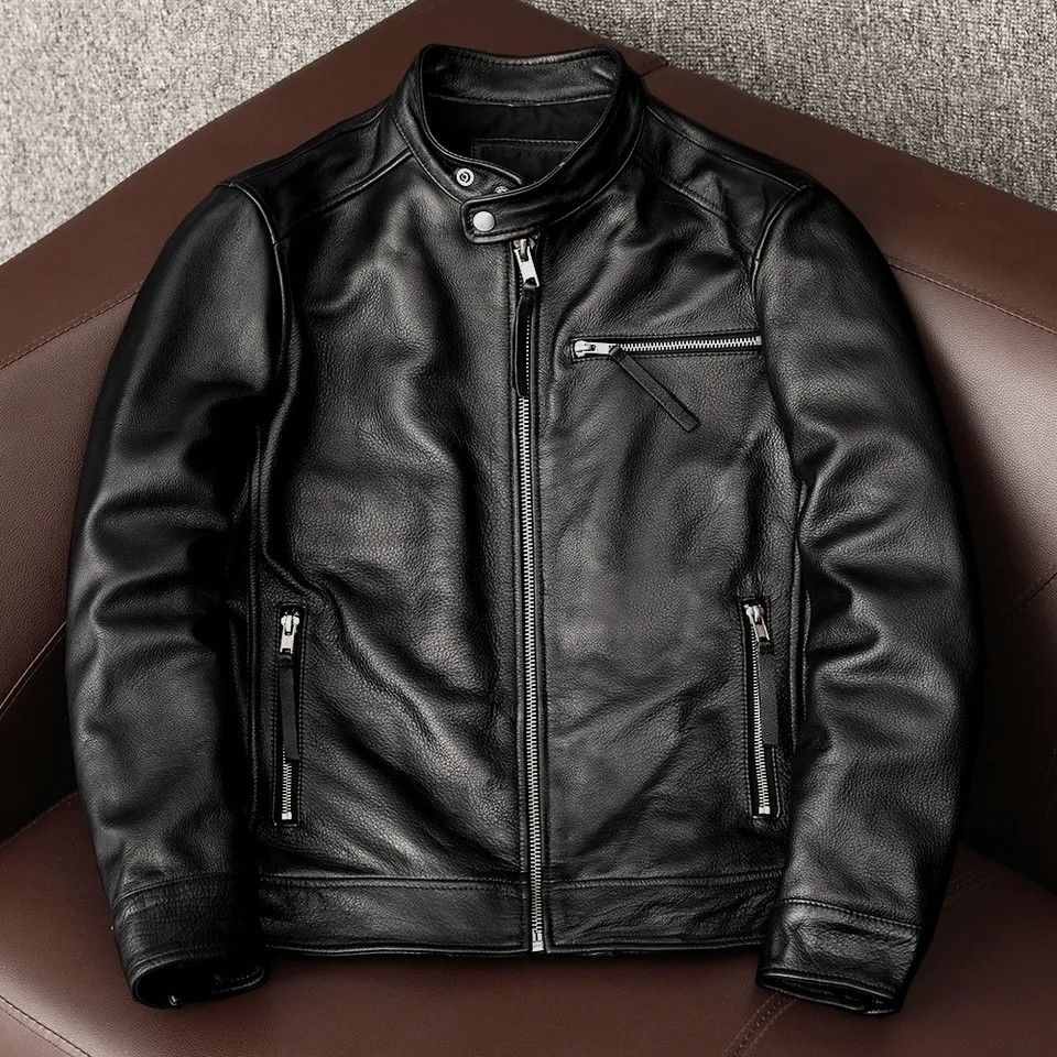 Men Genuine Leather Jacket Genuine leather men jacket black jacket