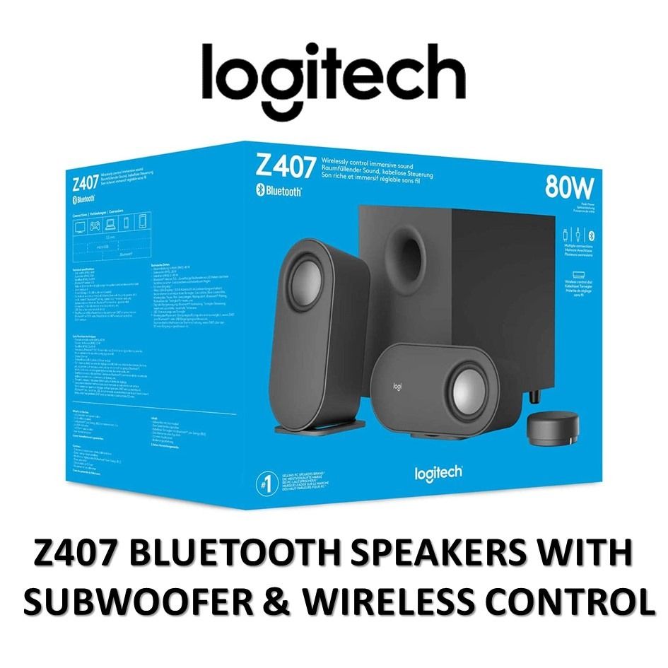 LOGITECH Z407 BLUETOOTH W/ SUBWOOFER & WIRELESS CONTROL SPEAKER, Audio,  Soundbars, Speakers & Amplifiers on Carousell