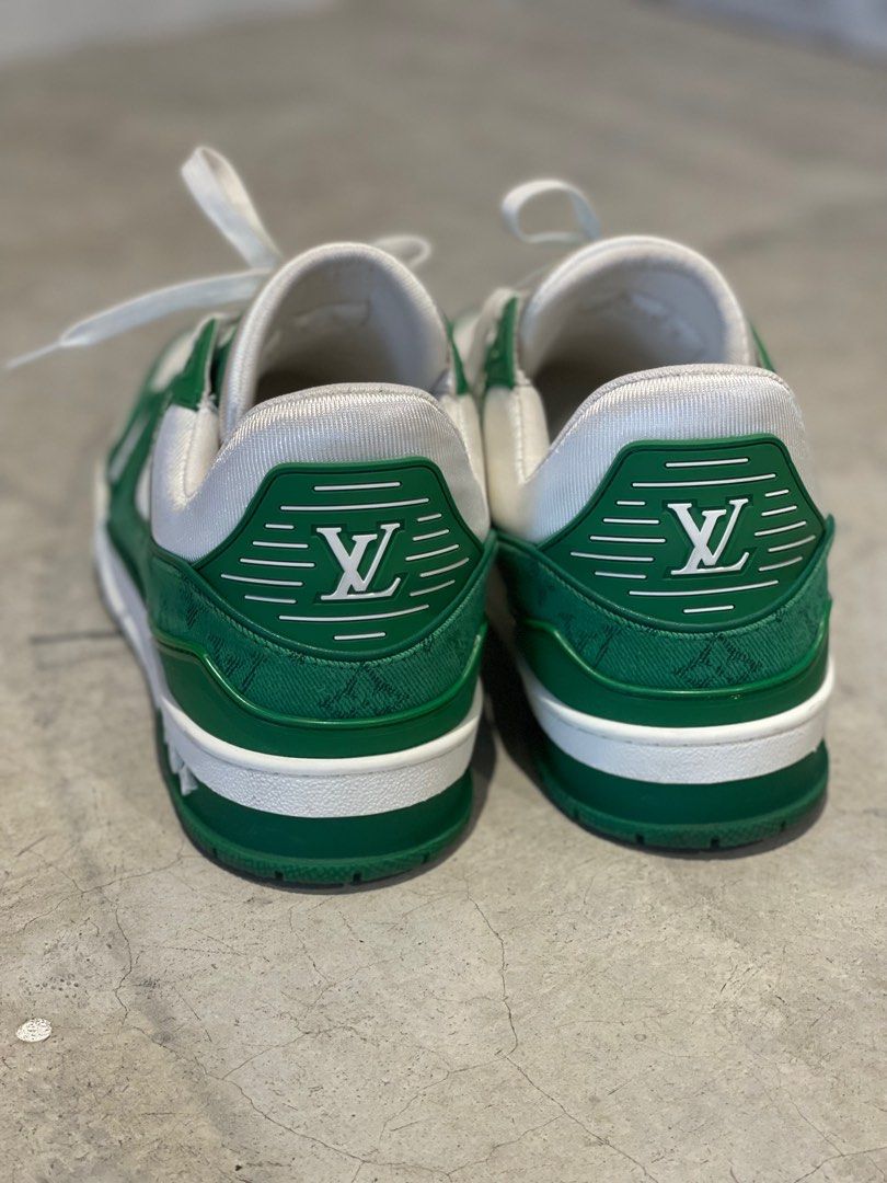 LV Louis Vuitton Trainer Green Jeans, Men's Fashion, Footwear, Sneakers on  Carousell