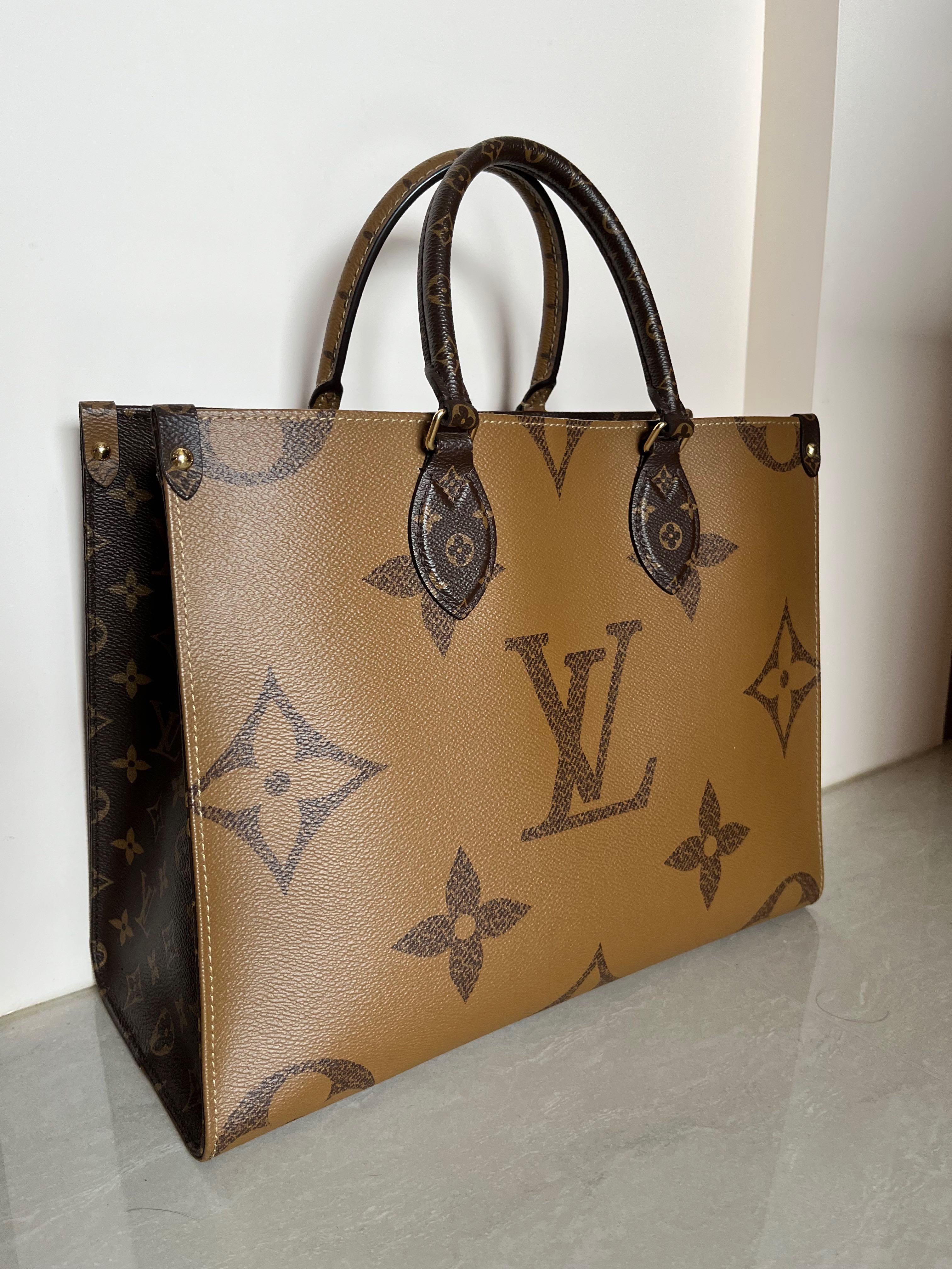 LOUIS VUITTON Monogram Reverse On the Go MM M45039 Brown Leather