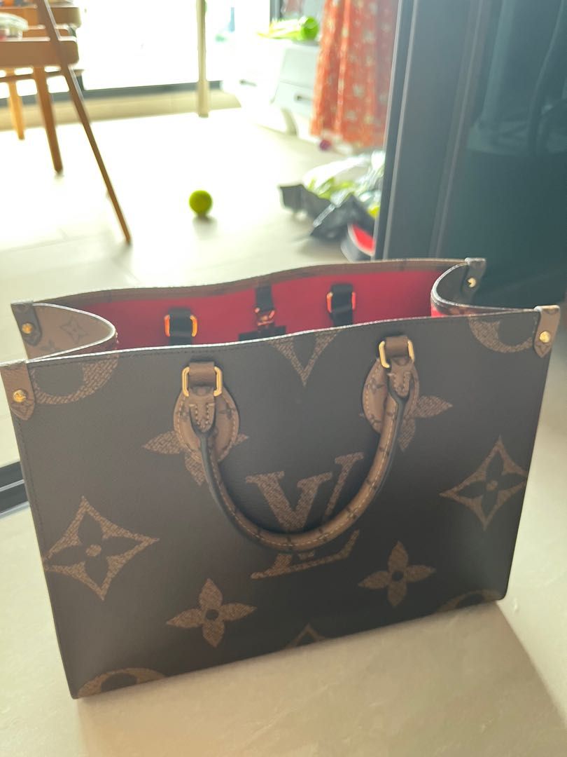 LV ONTHEGO MM On the go reverse monogram shopping tote brown LV