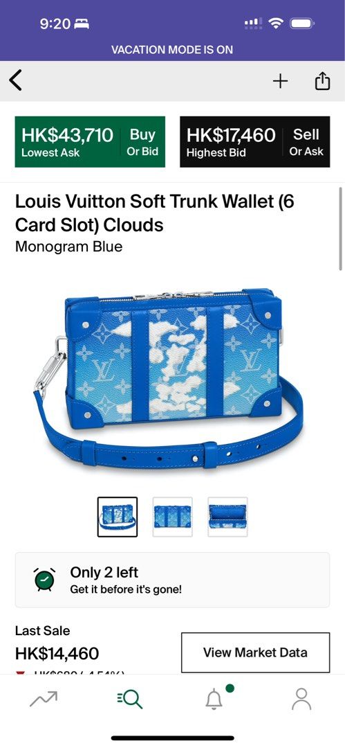 Virgil Abloh Blue Monogram Clouds Coated Canvas Soft Trunk Wallet Silver  Hardware, 2020