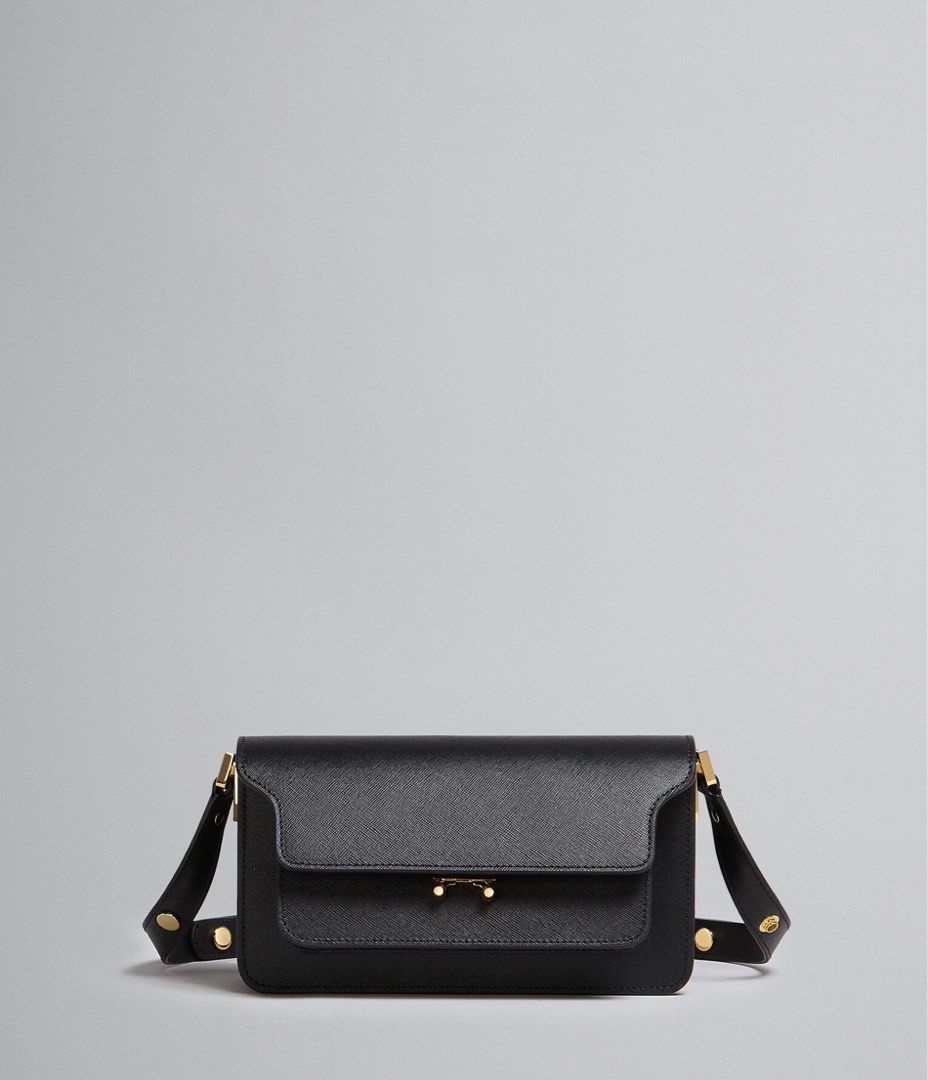 MARNI TRUNK BAG E W IN BLACK SAFFIANO LEATHER Luxury Bags