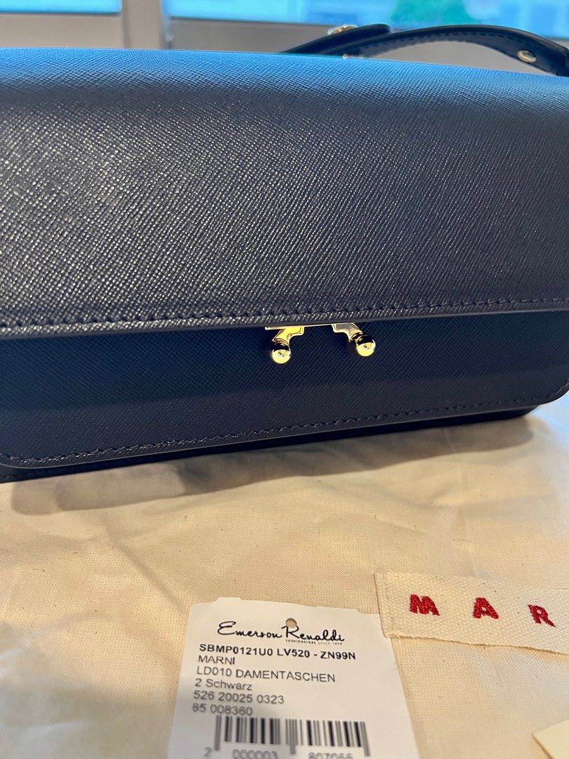 MARNI TRUNK BAG E W IN BLACK SAFFIANO LEATHER Luxury Bags