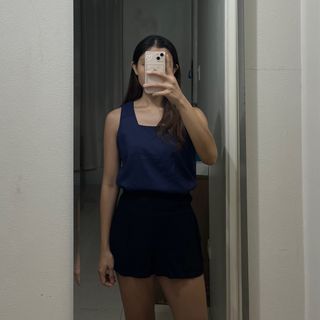 navy blue sleeveless top