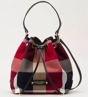 NEW Blue Label Crestbridge Bucket Bag Red Black Checkered