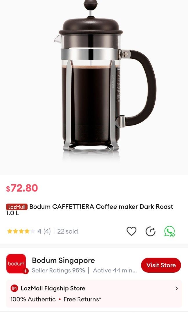 French Press Coffee Maker CAFFETTIERA 1.0 L - Black