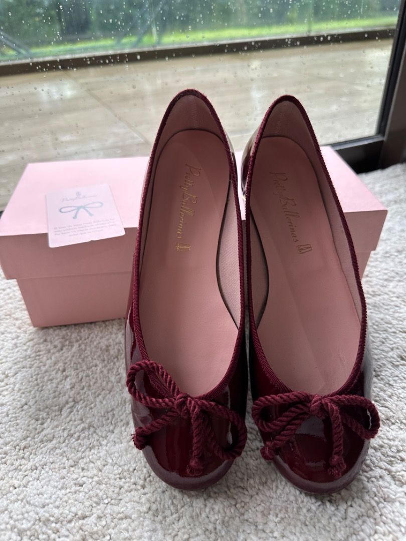 New Pretty Ballerinas Ballet Flat Patent Red Maroon in size 38