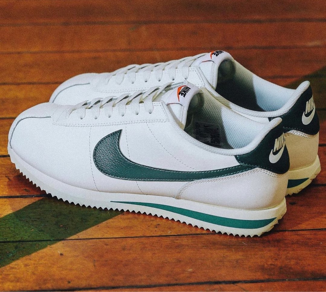 nike cortez white green