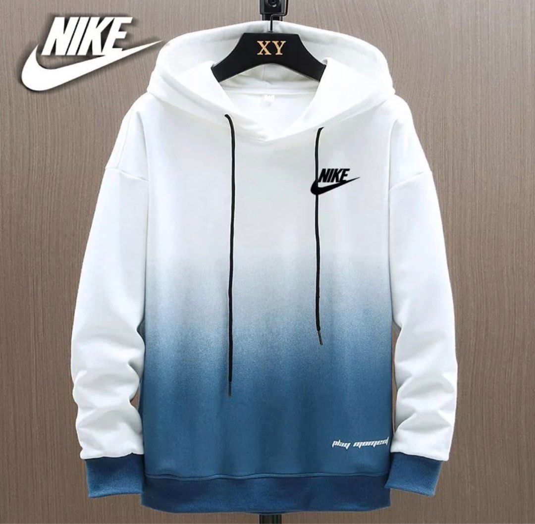 White nike hoodie with blue swoosh outlet