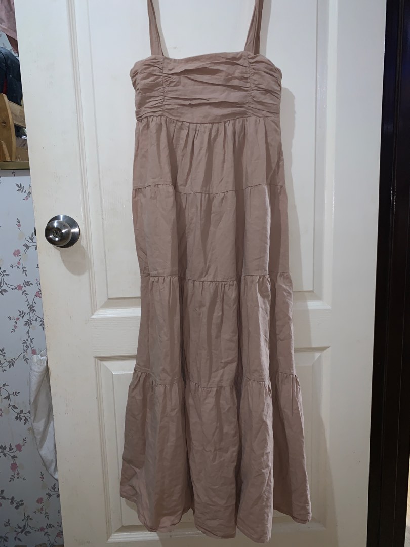 Nude Tiered Maxi Dress, Women's Fashion, Dresses & Sets, Dresses on ...